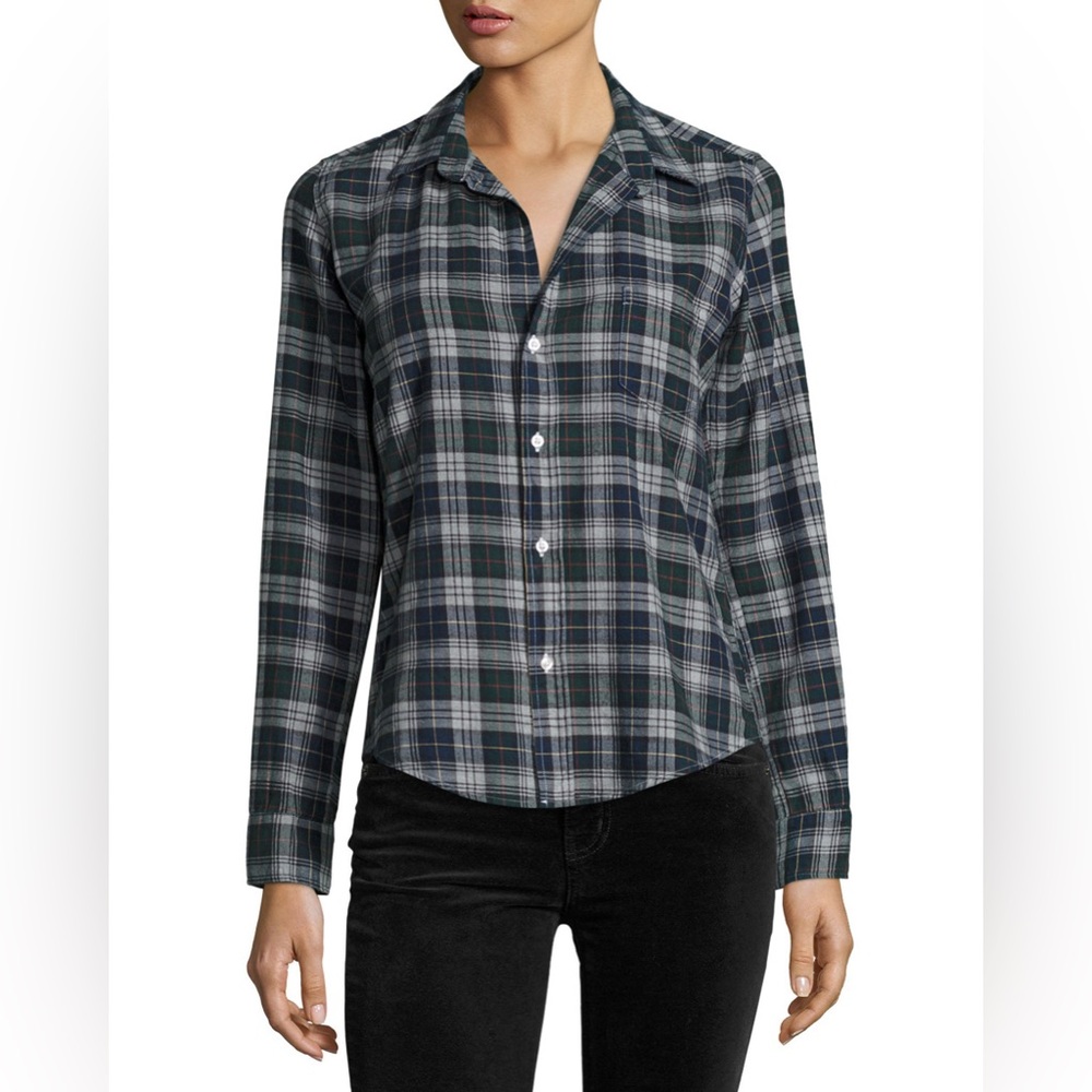 Frank & Eileen Barry Plaid Oxford 100% Cotton Green Long Sleeve Button Shirt